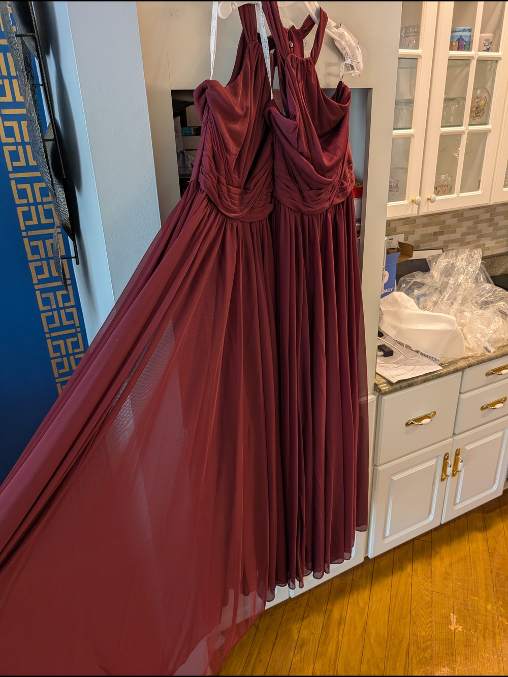 Long Chiffon Burgundy Formal Dress